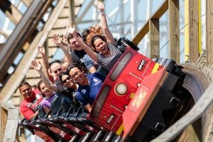 Guests on White Lightning coaster